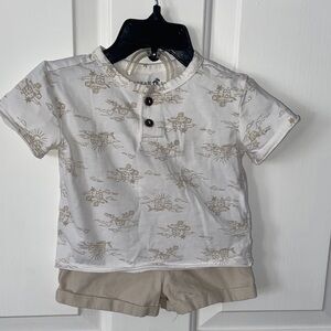 🩴 Caribbean Joe White & Tan Baby Tee + Sandals Set | 3–6 Months